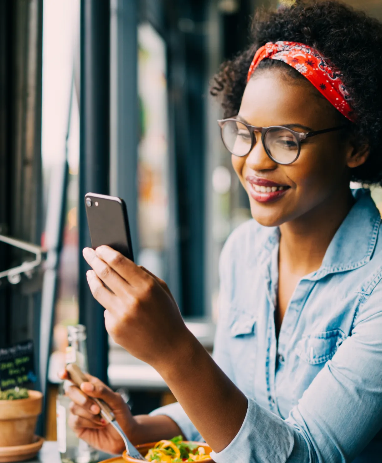 Woman checking her mobile phone